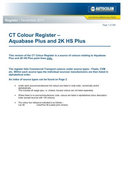 Ct Colour Register Aquabase Plus And 2k Hs Nexa Autocolor - Can You Find Paint Code By Registration