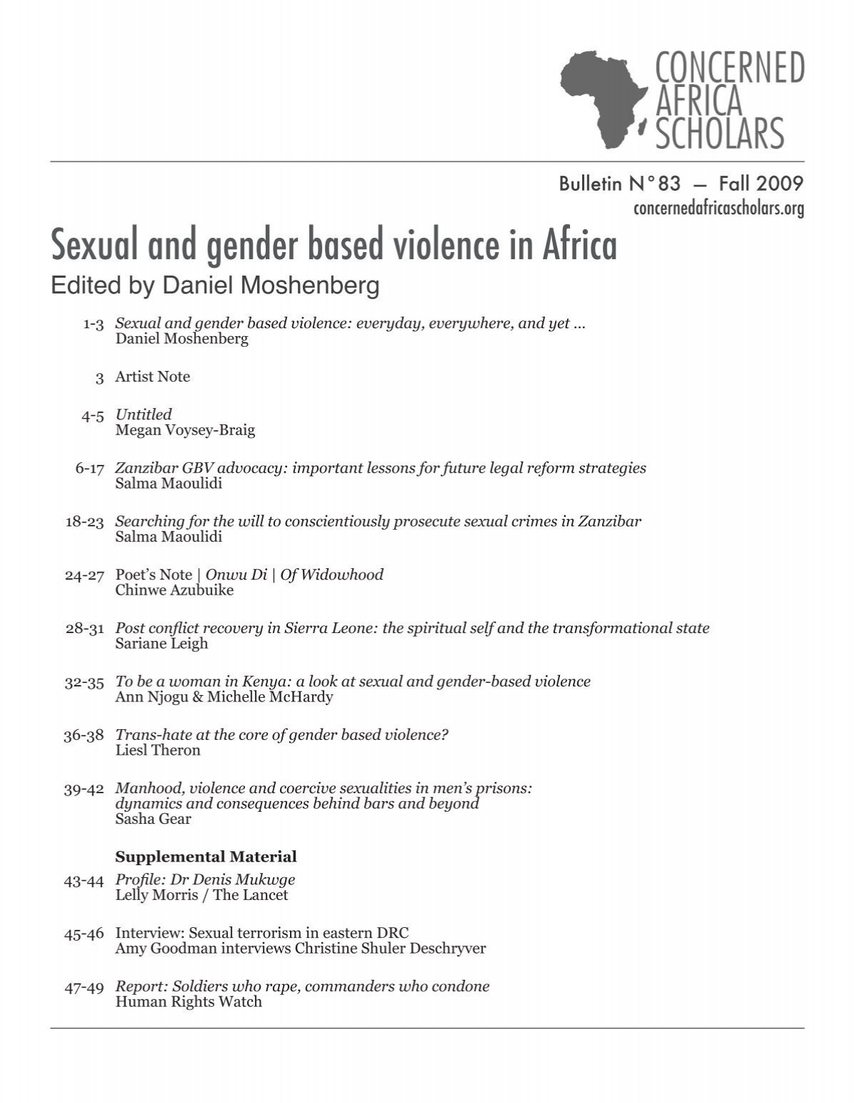 Sexual And Gender Based Violence In Africa Association Of