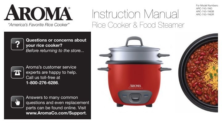Aroma 6-Cup Rice Cooker & Food SteamerARC-743-1NG (ARC-743-1NG) - ARC Aroma Rice Cooker Manual En Español