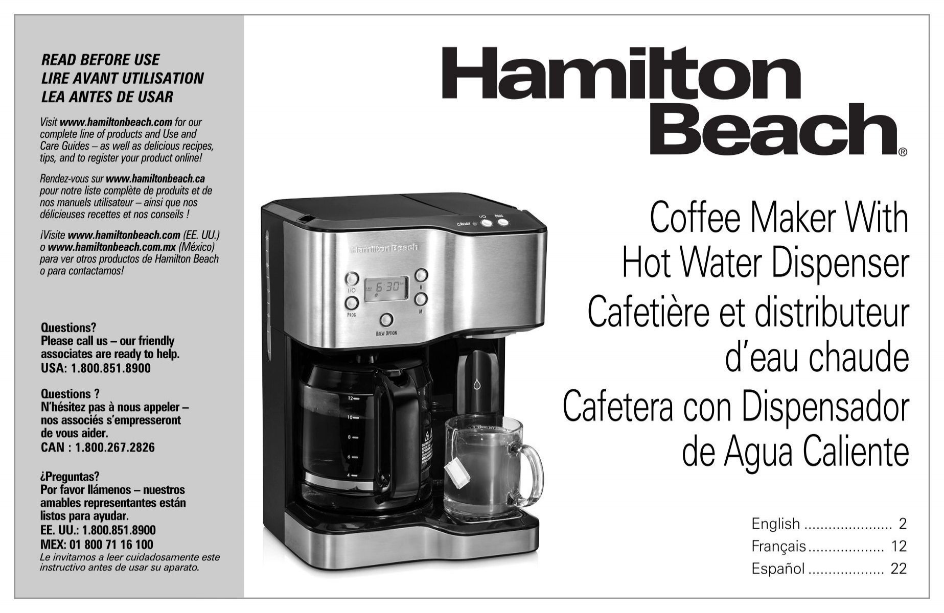 Hamilton Beach Coffee Maker & Hot Water Dispenser (49982