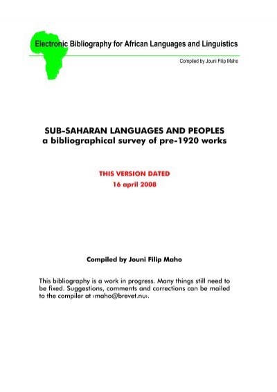 Electronic Bibliography for African Languages and ... - Glocalnet