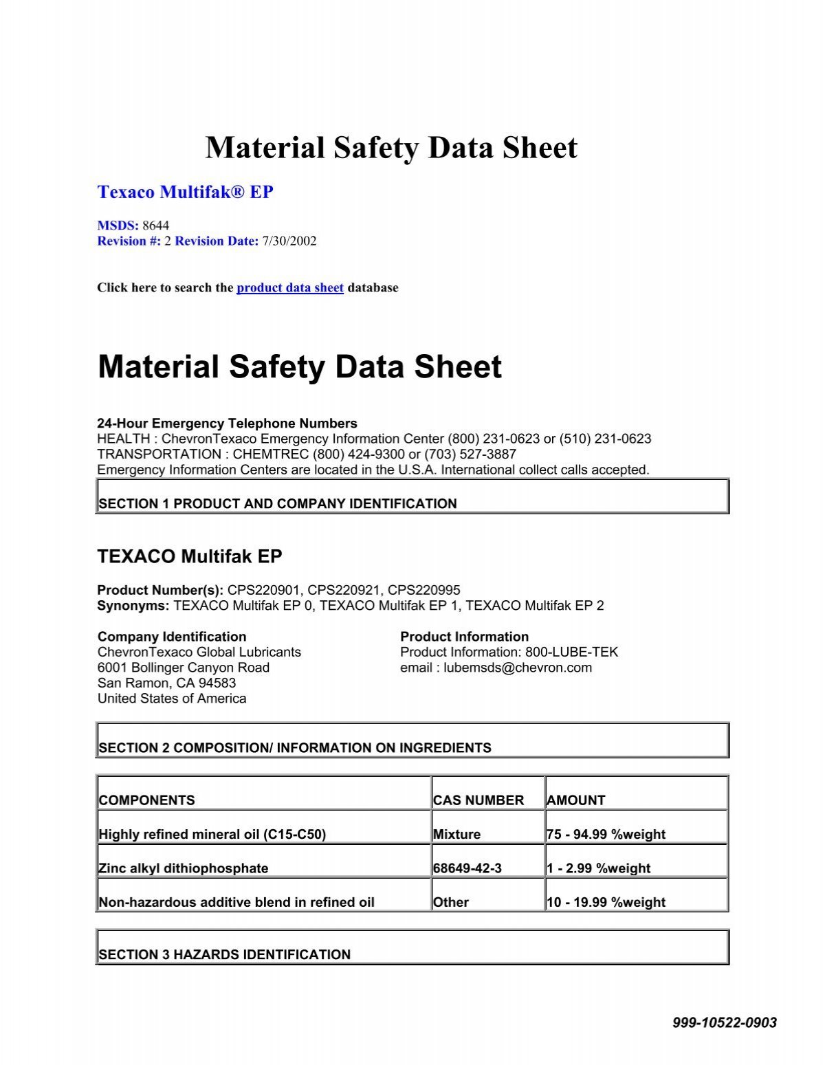 Material Safety Data Sheet Material 