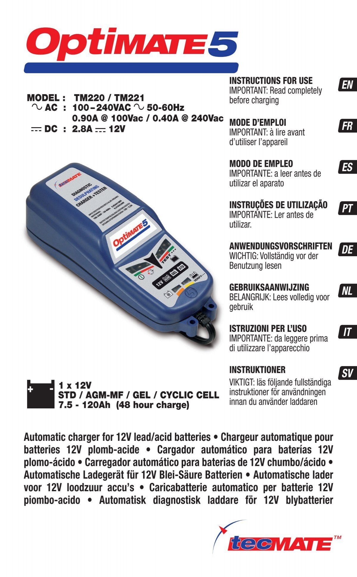 Chargeur de batterie OPTIMATE 5