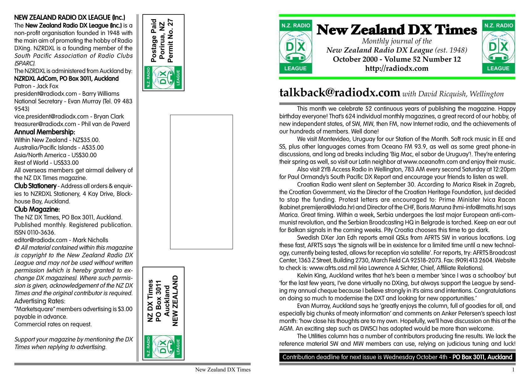 vejspærring bøf Næb New Zealand DX Times - World FM