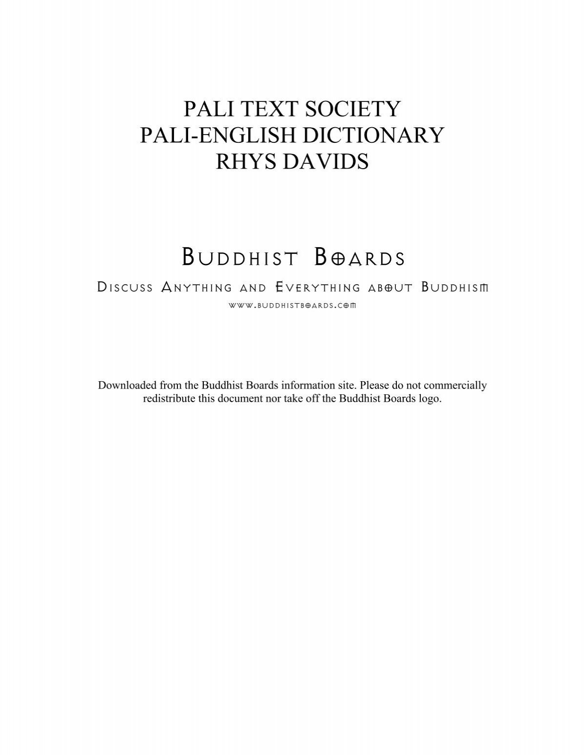 Pali Society Pali-English Dictionary by Rhys