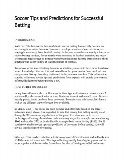 Soccer Tips and Predictions for Successful Betting