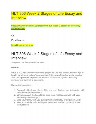 stages of life essay and interview