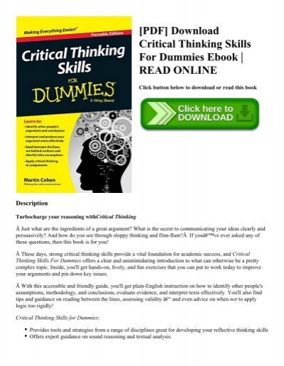 critical thinking skills for dummies pdf
