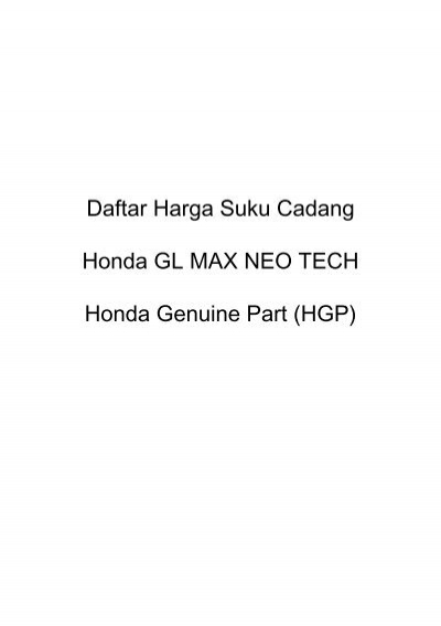 Daftar Harga Suku Cadang Honda GL MAX NEO TECH Honda ...