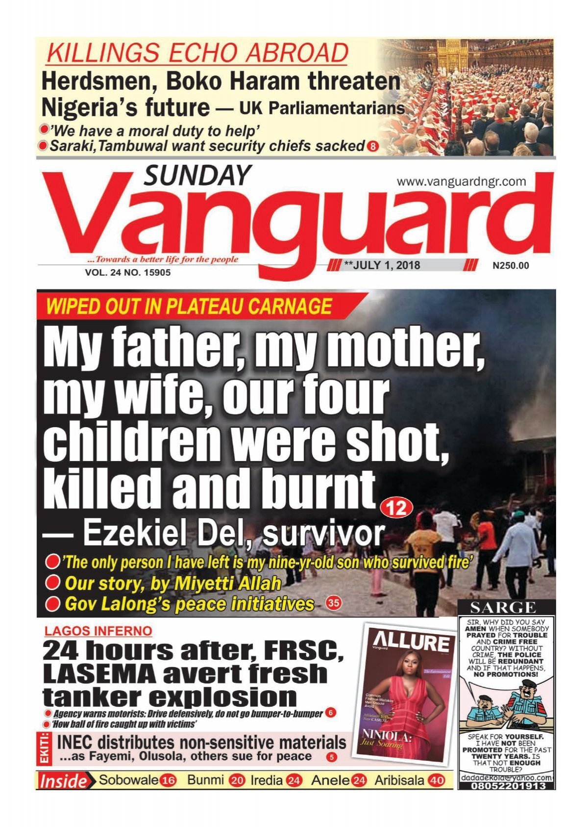 Alert Rundt og rundt stof 01072018 - WIPED OUT IN PLATEAU CARNAGE : My father, my mother, my wife,  our four children were shot killed and burnt