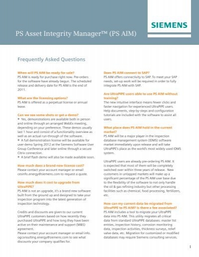 PS Asset Integrity Manager™ (PS AIM) - Siemens
