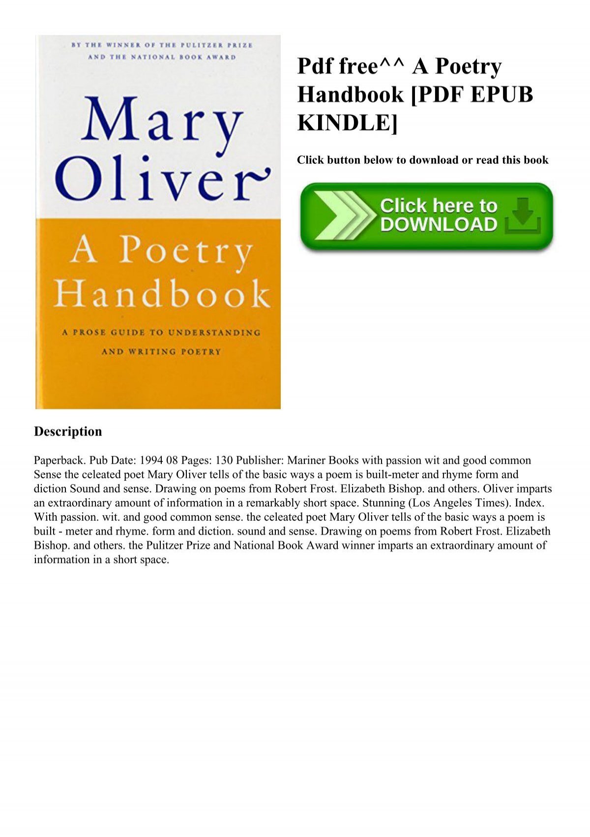 A Poetry Handbook Download Free Ebook