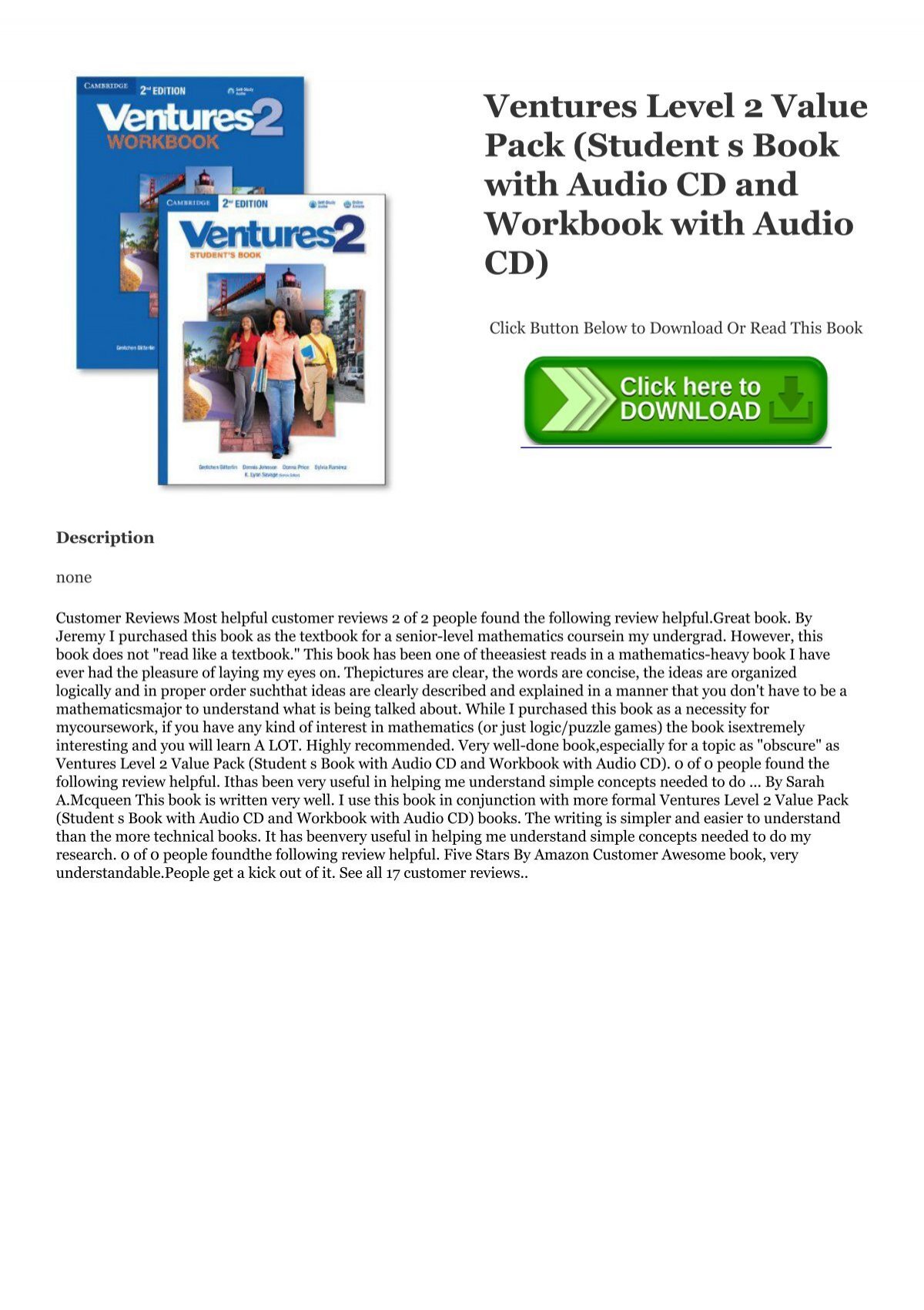 ~*PDF Ventures Level 2 Value Pack (Student s Book with Audio CD and ...