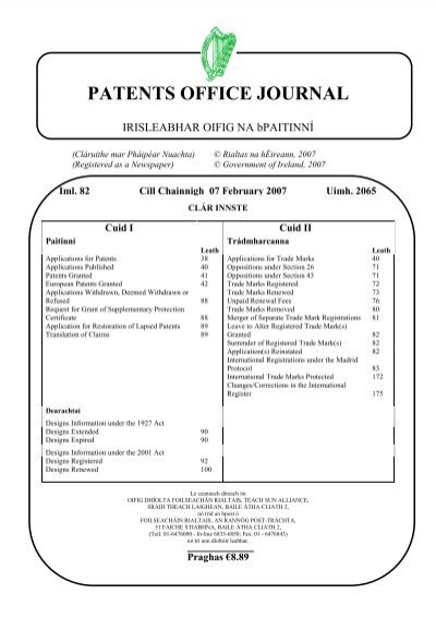2065 - patents office journal - Irish Patents Office