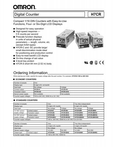 OMRON H7CR-BV-500 Digital Counter 12-24 VDC 24 VAC 50 60 Hz 