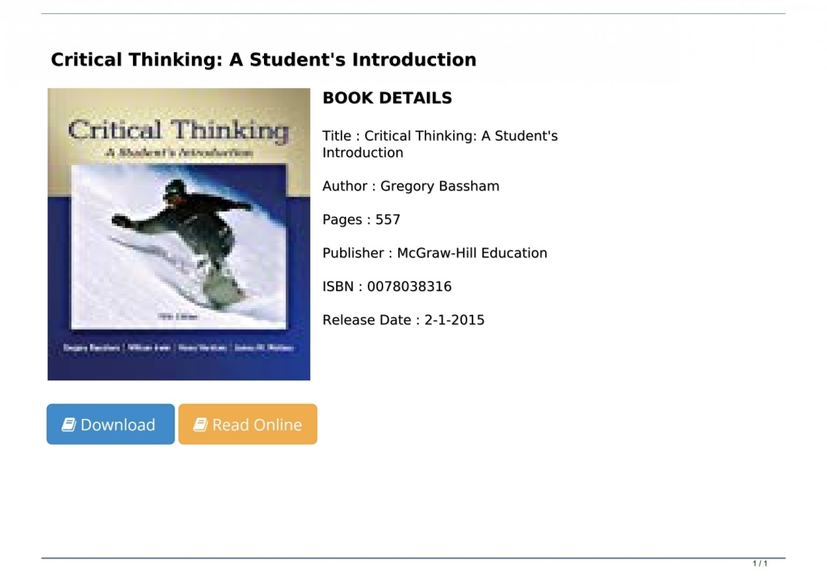 critical thinking a student's introduction 6th edition free pdf
