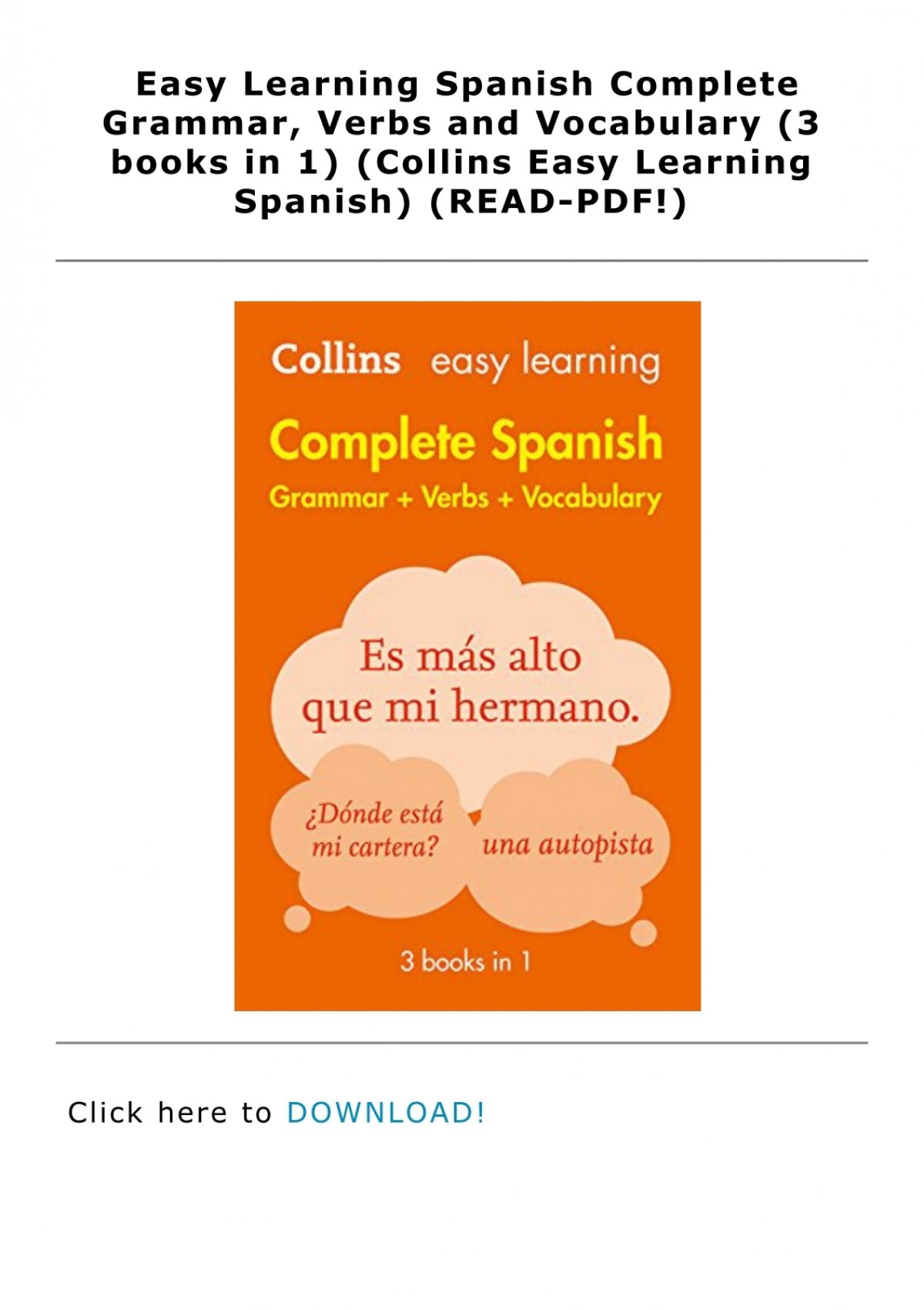 Easy Learning Spanish Complete Grammar Verbs And Vocabulary 3 Books In 1 Collins Easy Learning Spanish Read Pdf