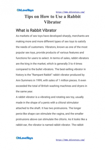 Tips on How to Use a Rabbit Vibrator