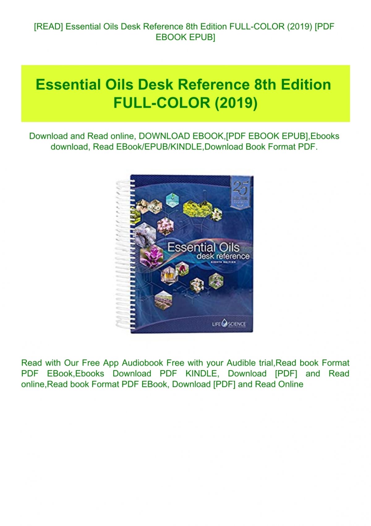 Read Essential Oils Desk Reference 8th Edition Full Color 2019