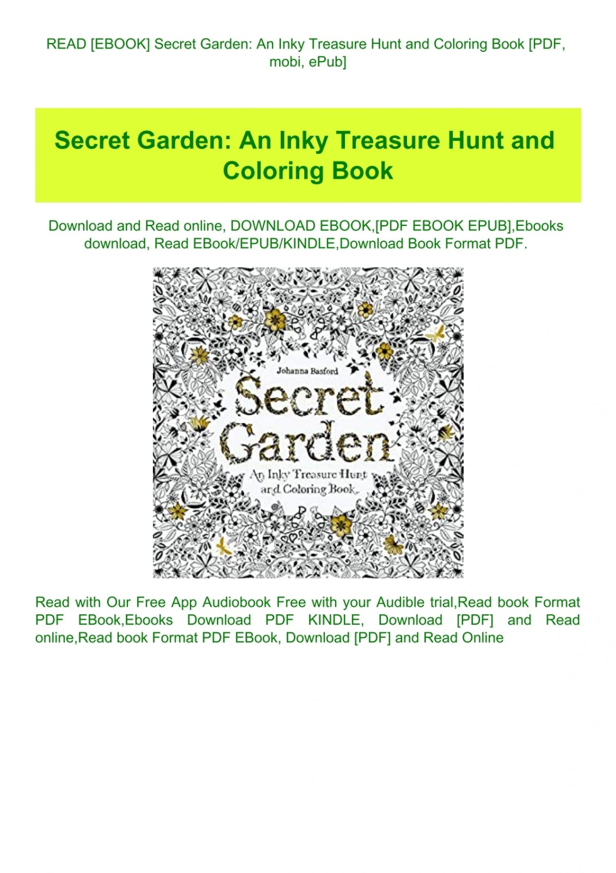 Download Read Ebook Secret Garden An Inky Treasure Hunt And Coloring Book Pdf Mobi Epub