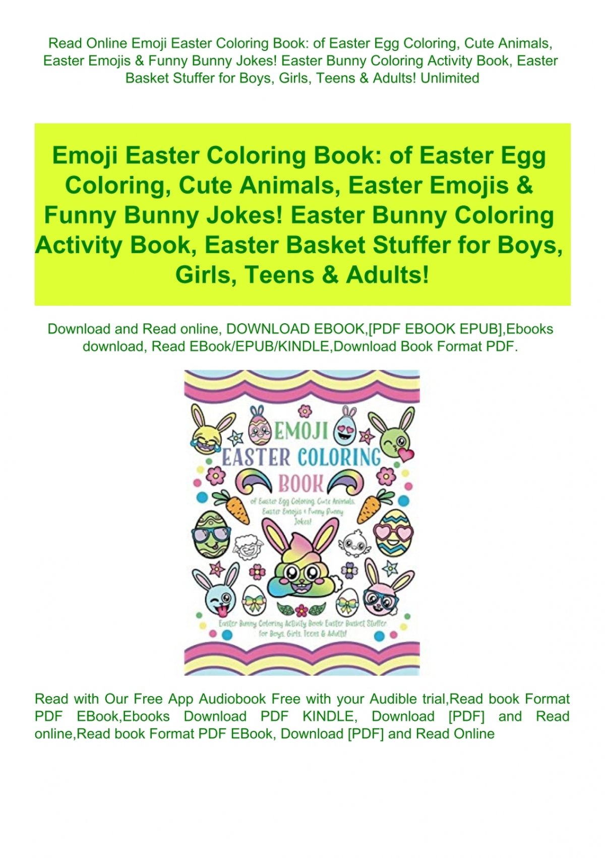 Download Read Online Emoji Easter Coloring Book Of Easter Egg Coloring Cute Animals Easter Emojis Amp Amp Funny Bunny Jokes Easter Bunny Coloring Activity Book Easter Basket Stuffer For Boys Girls Teens Amp Amp Adults