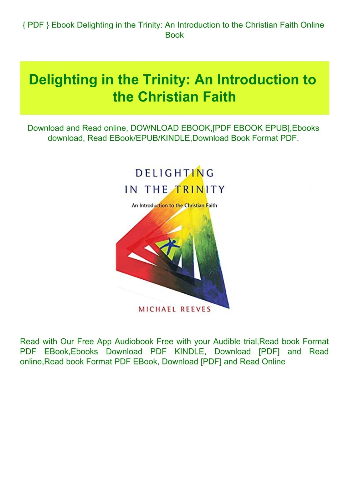Delighting In The Trinity An Introduction To The Christian Faith Download Free Ebook
