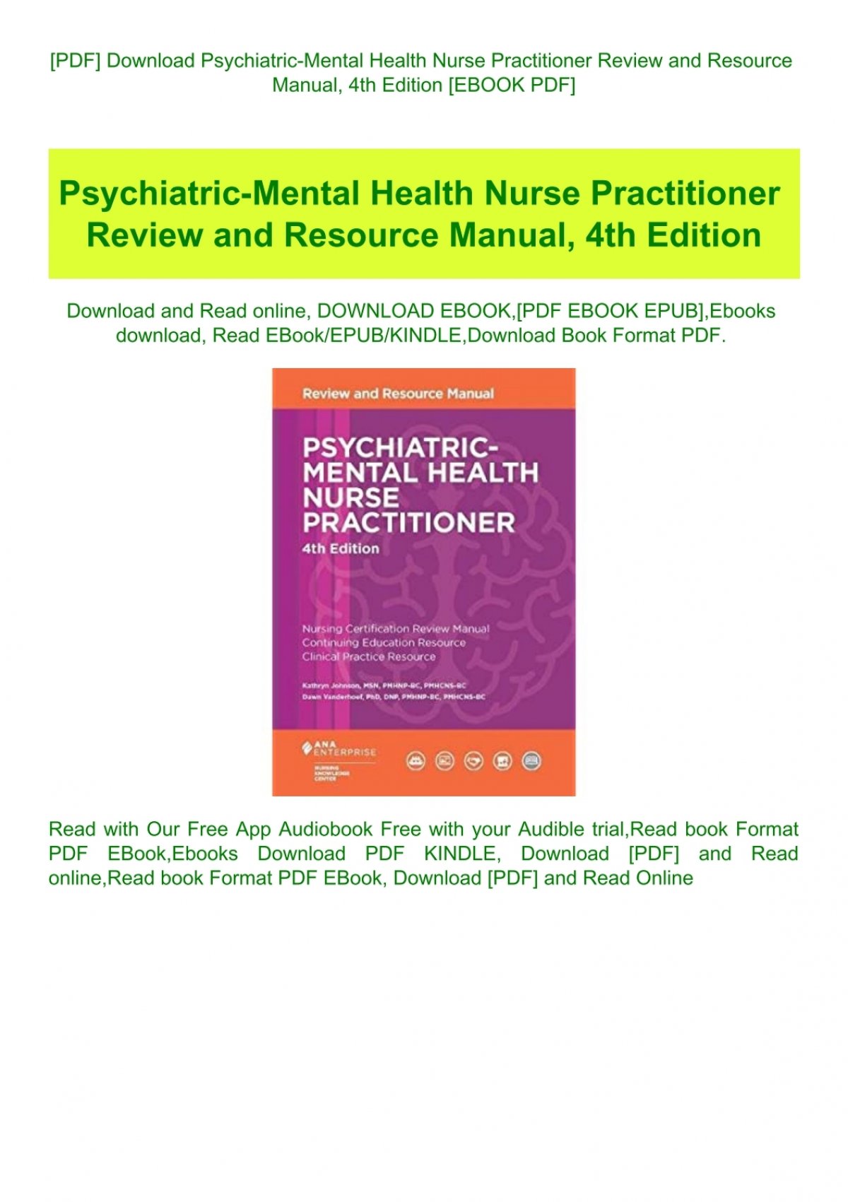 [PDF] Download Psychiatric-Mental Health Nurse Practitioner Review and ...