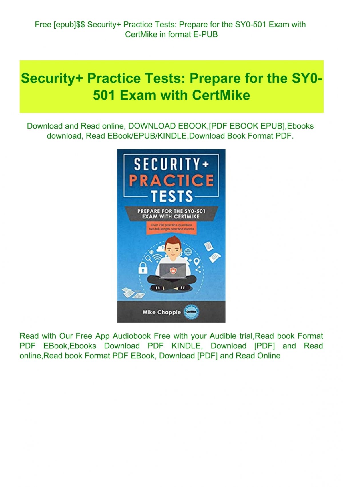 22年製 新品 Practice Security Tests Certmike With Exam Sy0 501 The For Prepare その他 Www Peri Art Br