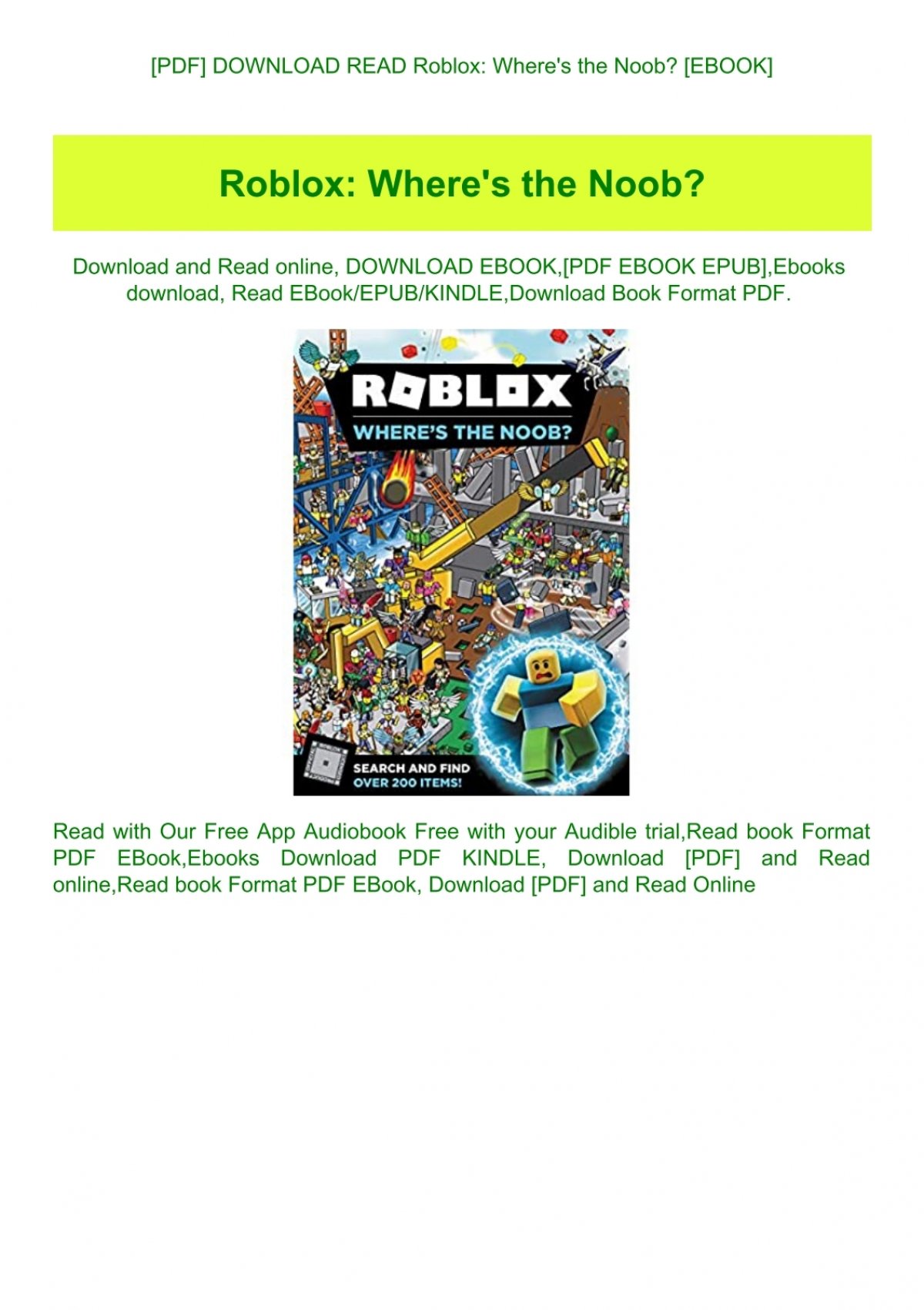Pdf Download Read Roblox Where Amp 039 S The Noob Ebook - download pdf ebook free roblox character