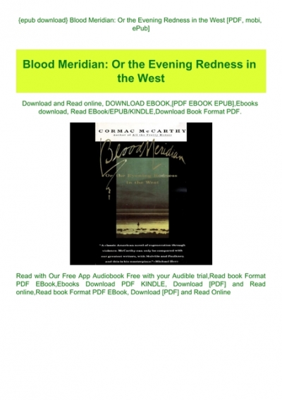 epub download} Blood Meridian Or the Evening Redness in the West 