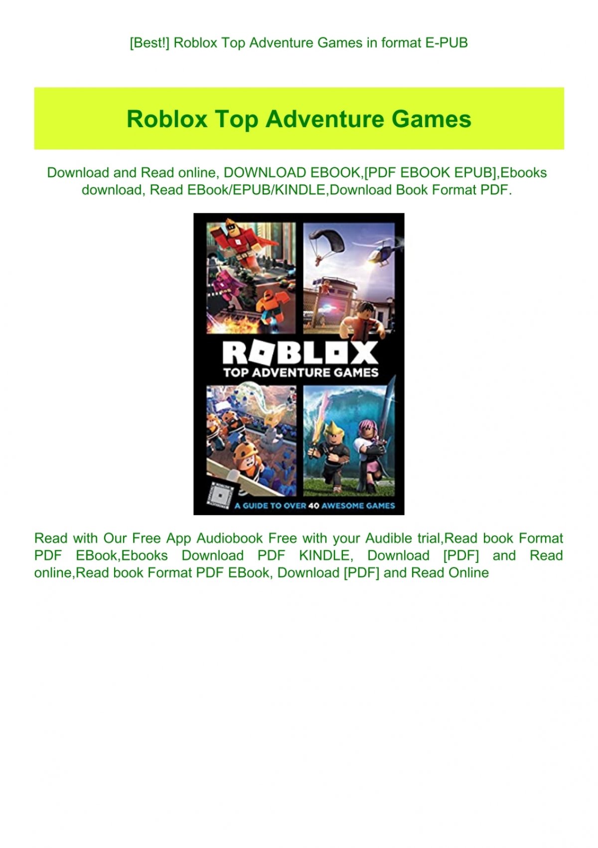 Best Roblox Top Adventure Games In Format E Pub - roblox app download kindle app