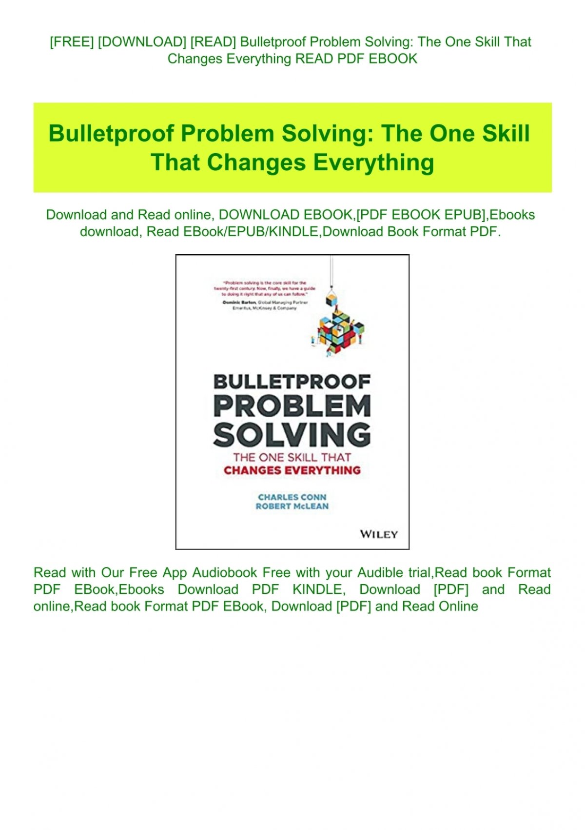 bulletproof problem solving free pdf