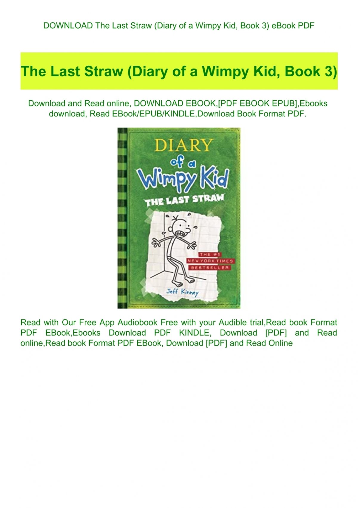 Download The Last Straw Diary Of A Wimpy Kid Book 3 Ebook Pdf