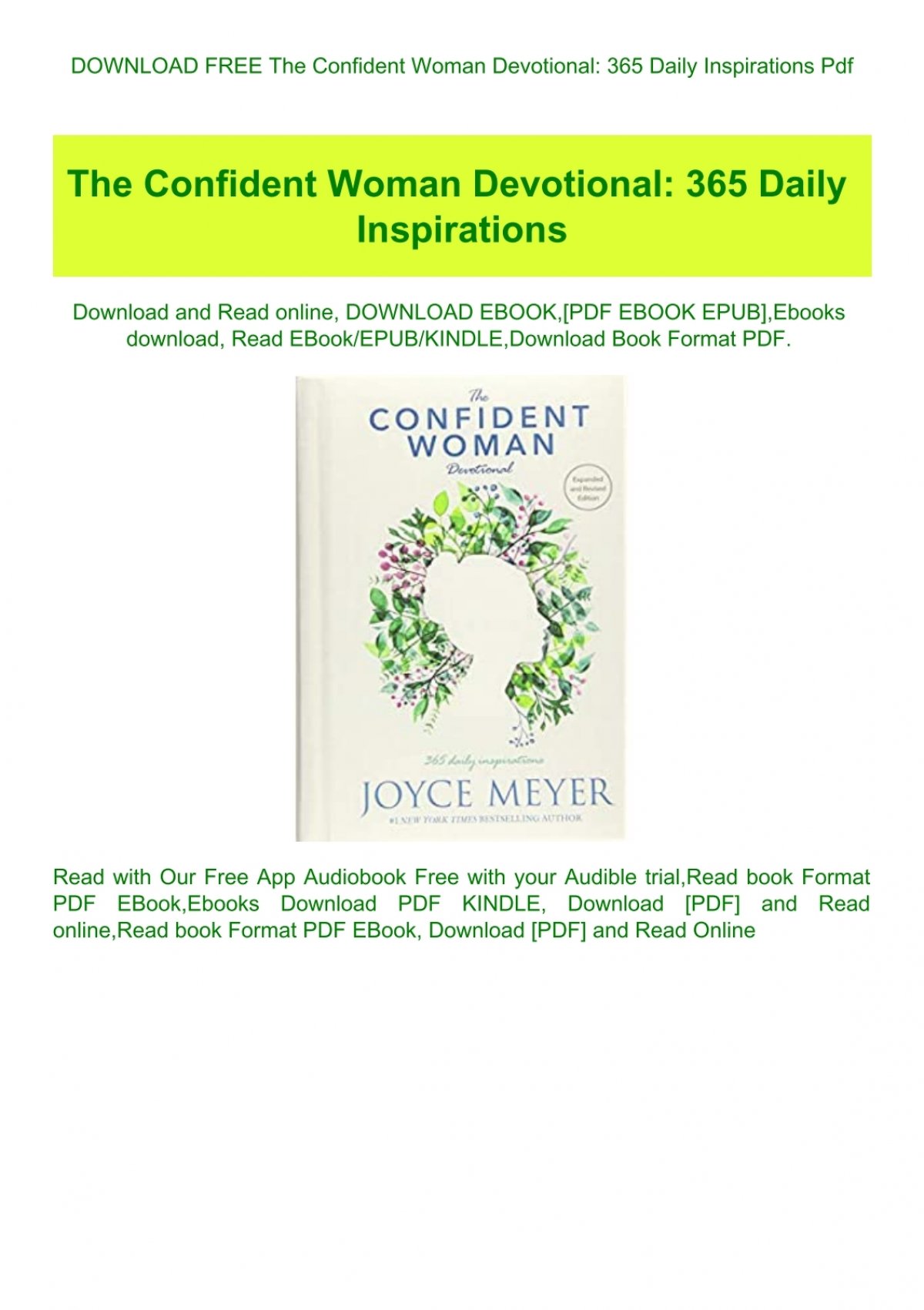 Download The Confident Woman Devotional Joyce Meyer Free Books