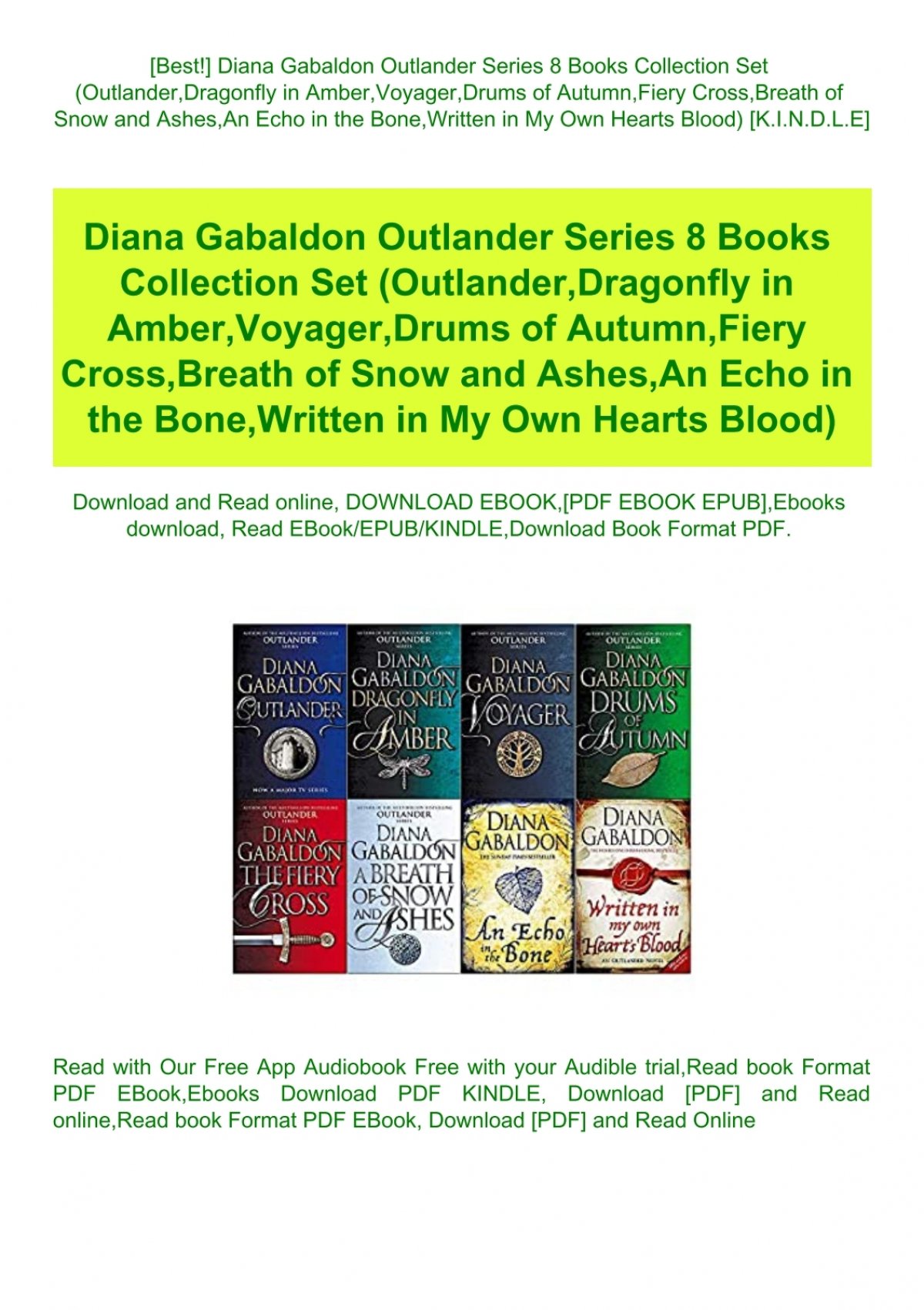 Outlander Series 8 Books Collection Set by Diana Gabaldon