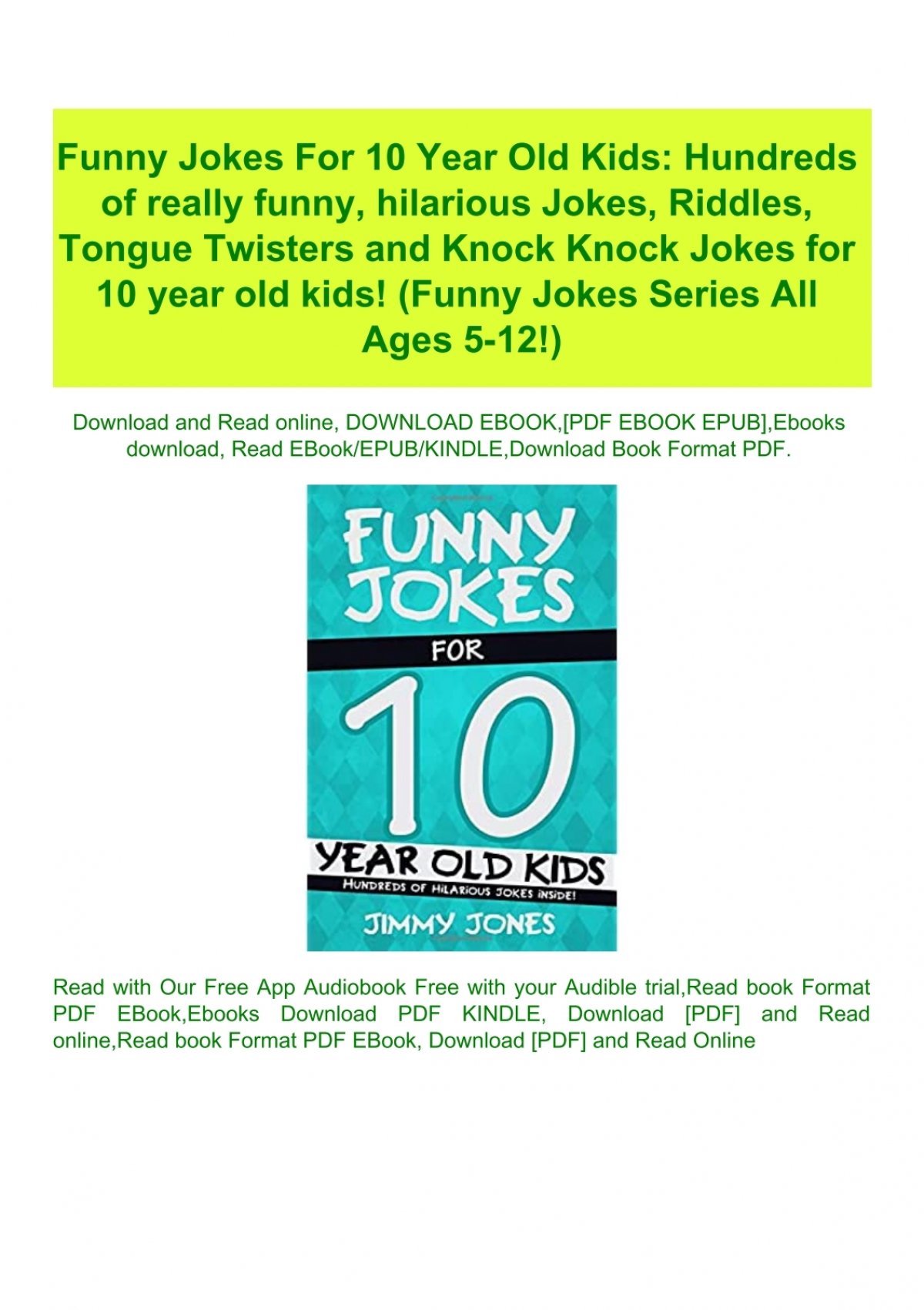 PDF) Funny Jokes For 10 Year Old Kids Hundreds of really funny ...