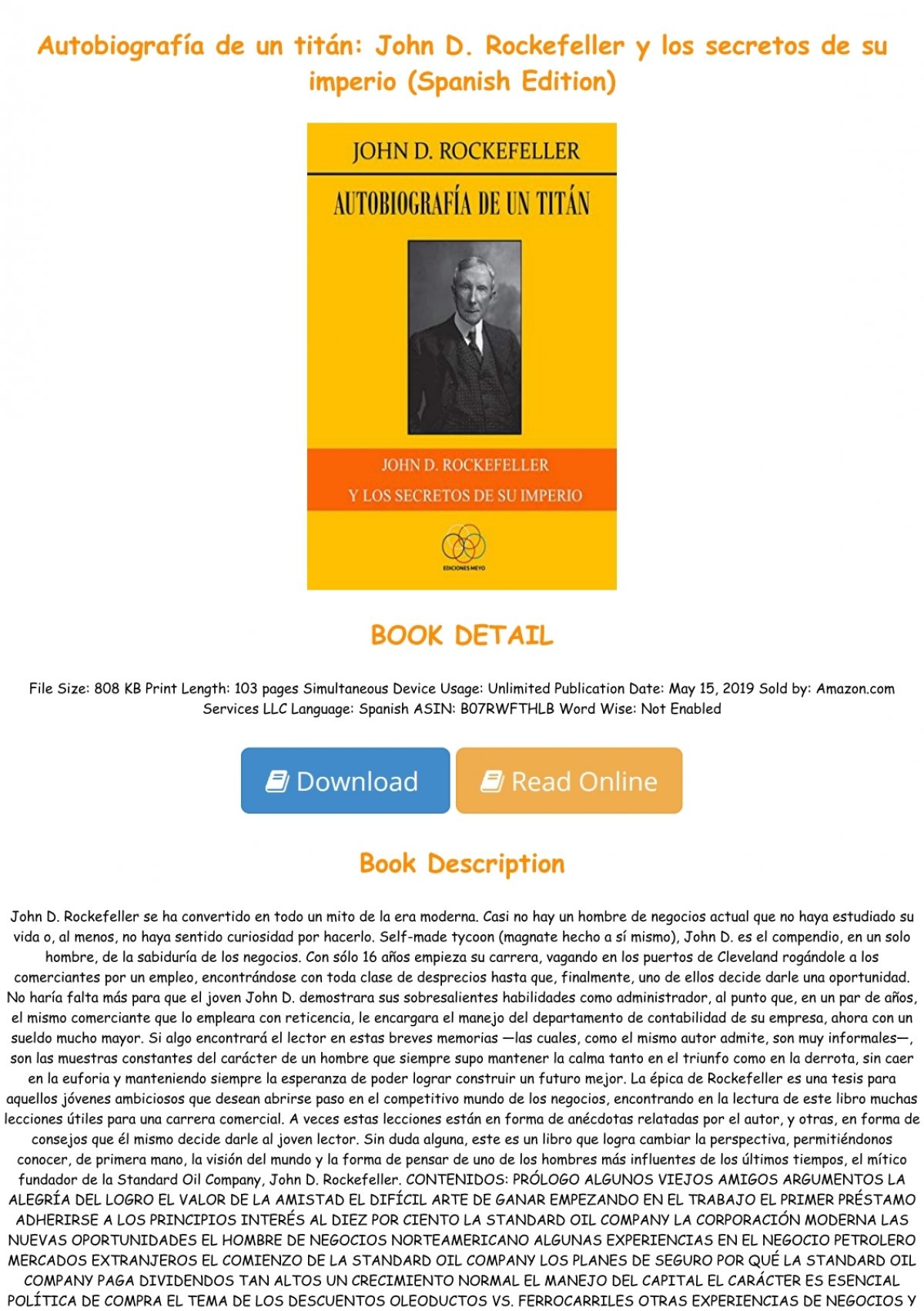 eBooks Kindle: Autobiografía de un titán: John D. Rockefeller  y los secretos de su imperio (Spanish Edition), Rockefeller, John D. ,  Delgado, Jesús