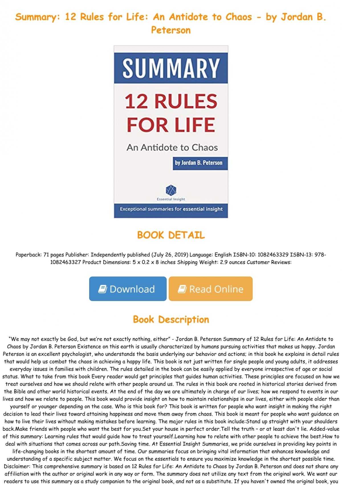 Jordan Peterson's 12 Rules For Life: Book Summary & Review