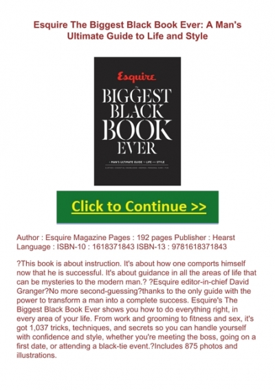 Read (*Mobi) Esquire The Biggest Black Book Ever: A Man's Ultimate