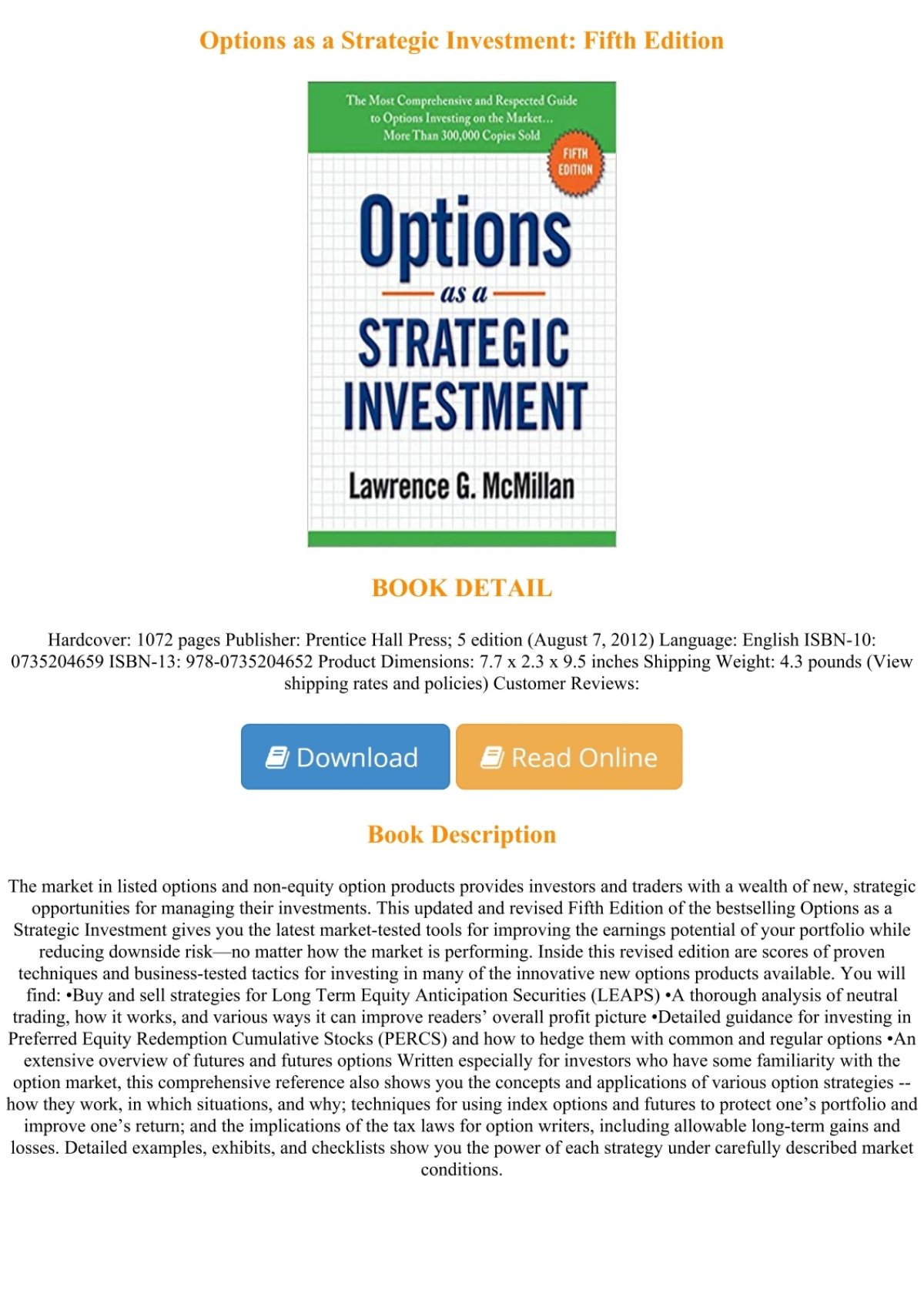 options as a strategic investment pdf free download