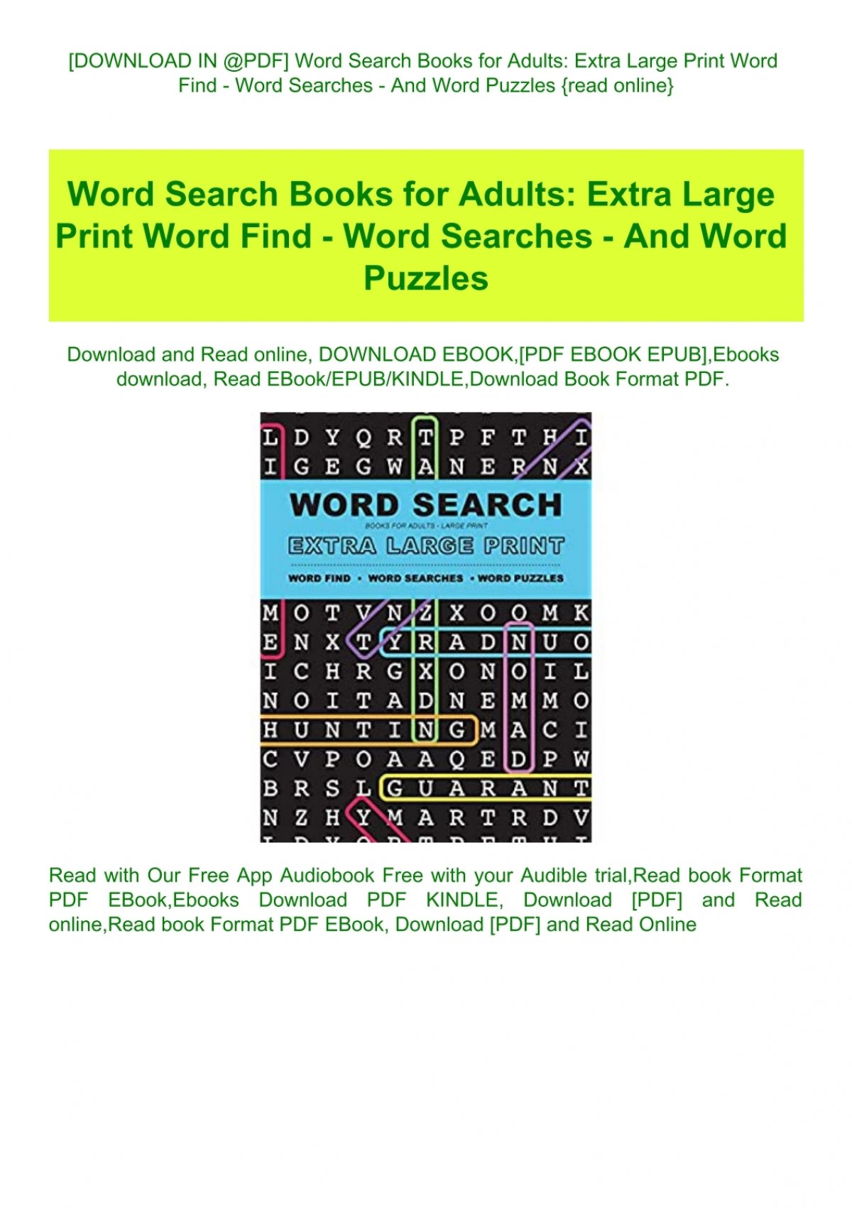 Free Printable Word Search Books For Adults