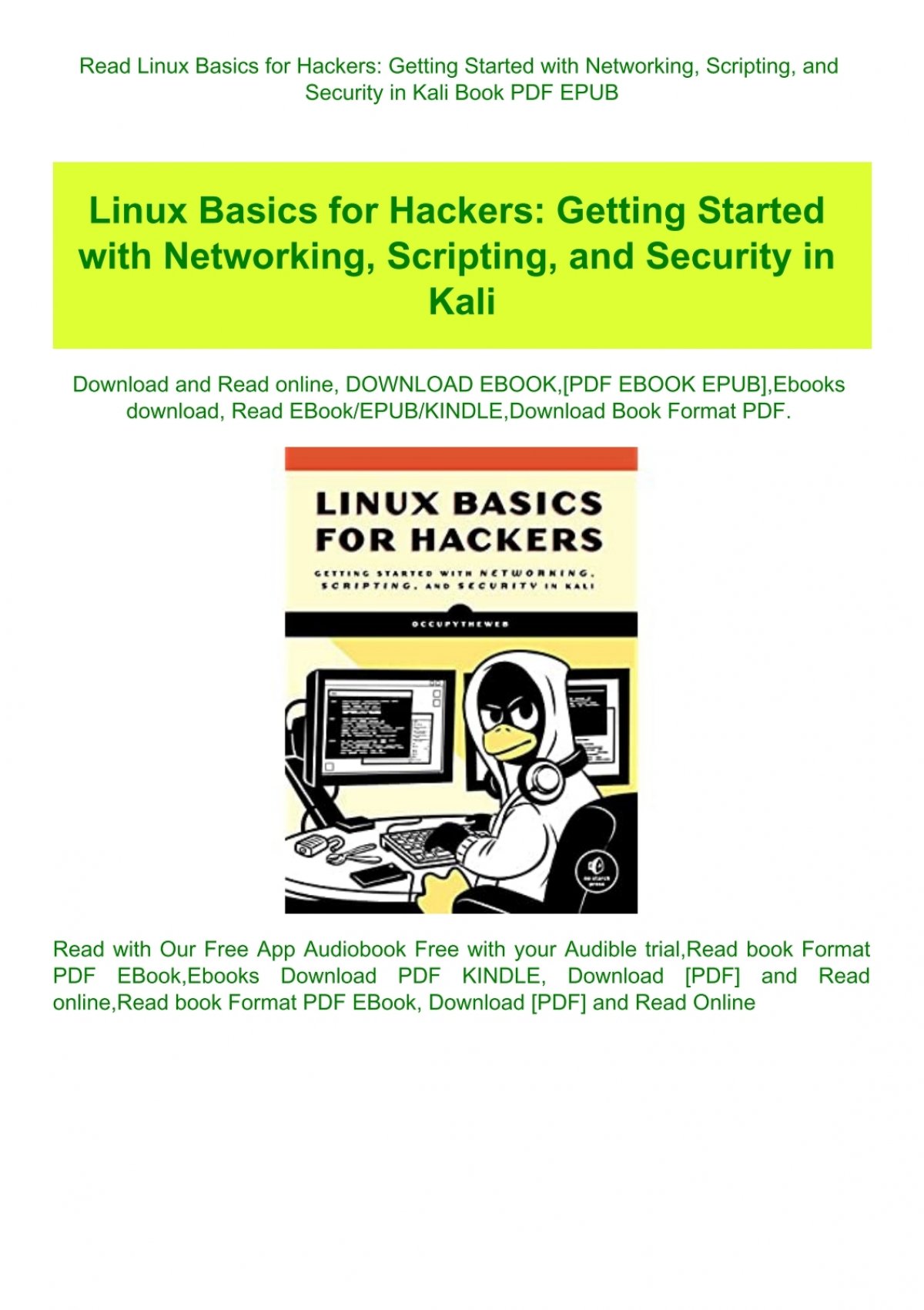 Read Linux Basics For Hackers Getting Started With Networking Scripting And Security In Kali Book Pdf Epub - app hack roblox login books pdf books to read online