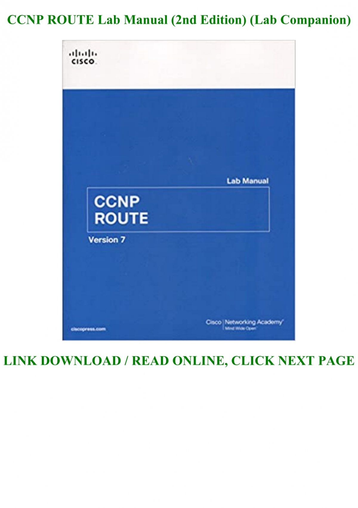 D O W N L O A D E Book Ccnp Route Lab Manual 2nd Edition Lab Companion Full Pdf Online