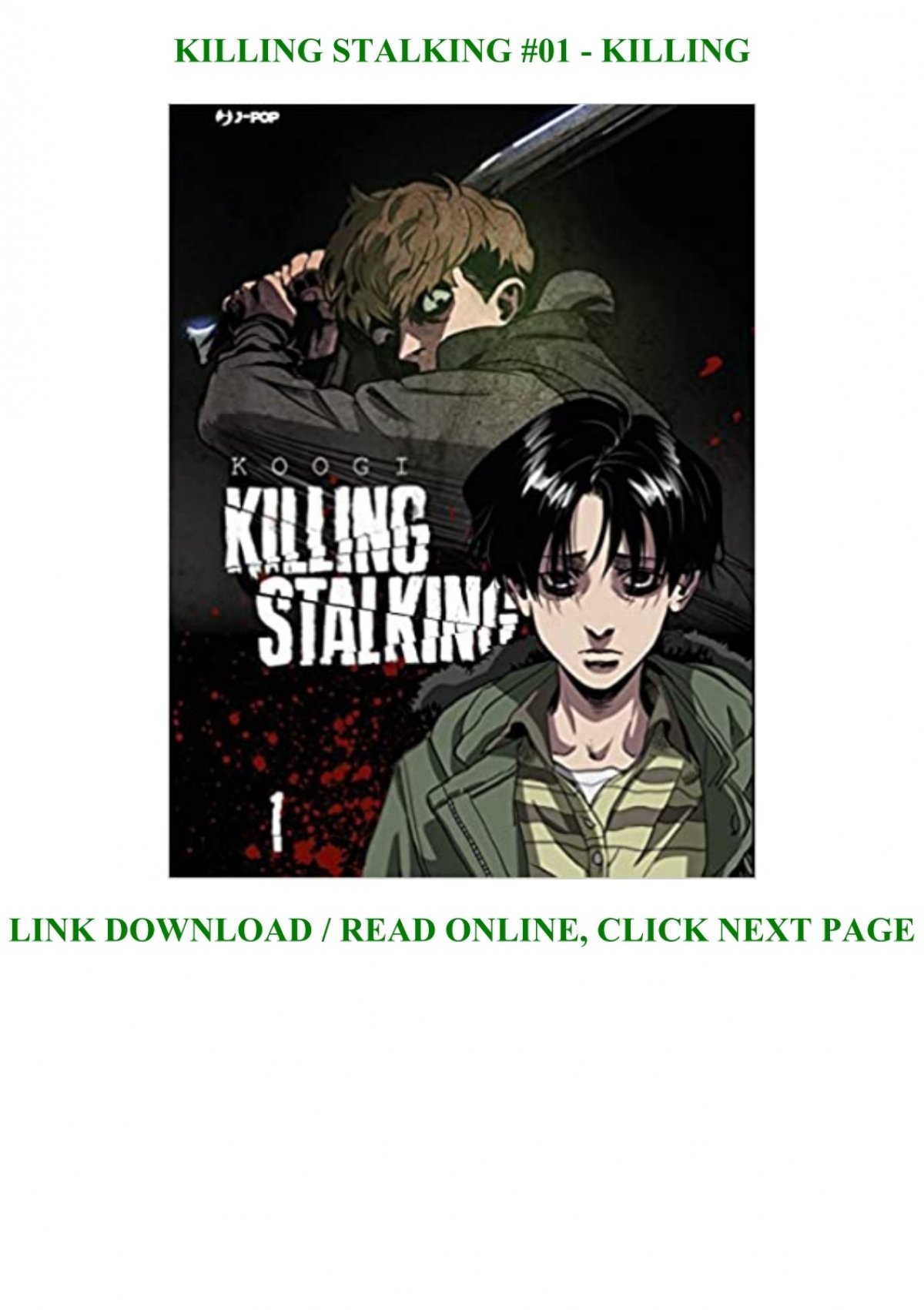 Pdf Download Killing Stalking 01 Killing Txt Pdf Epub
