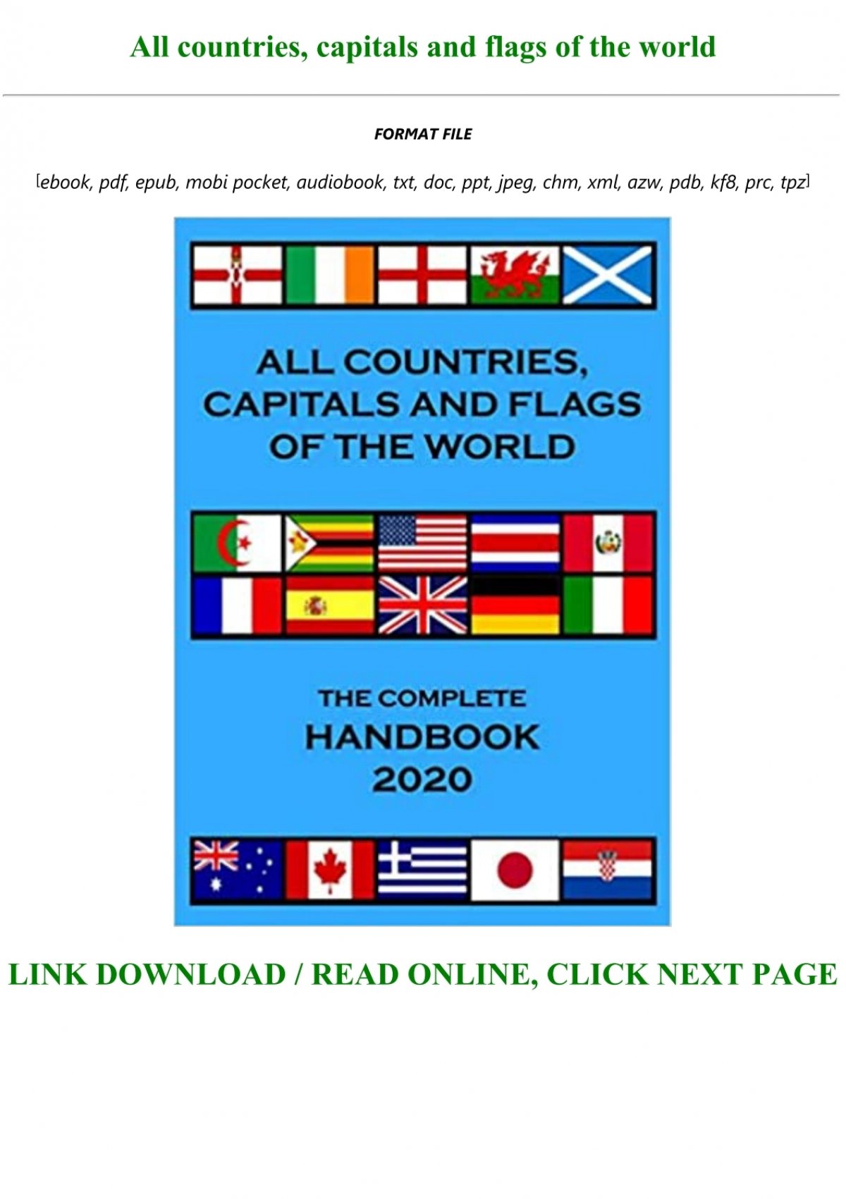 Free Download All Countries Capitals And Flags Of The World Full Pdf