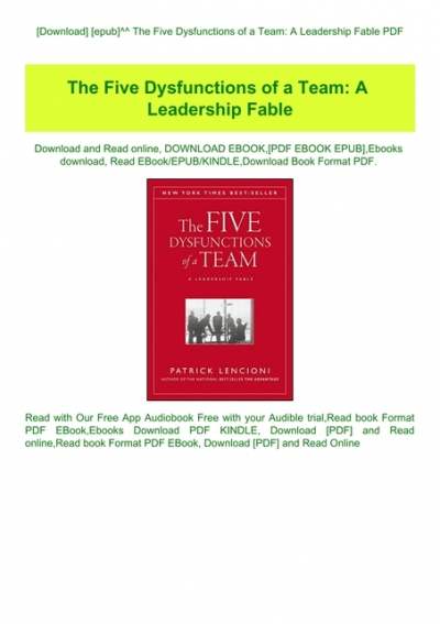 Download Epub The Five Dysfunctions Of A Team A Leadership Fable Pdf