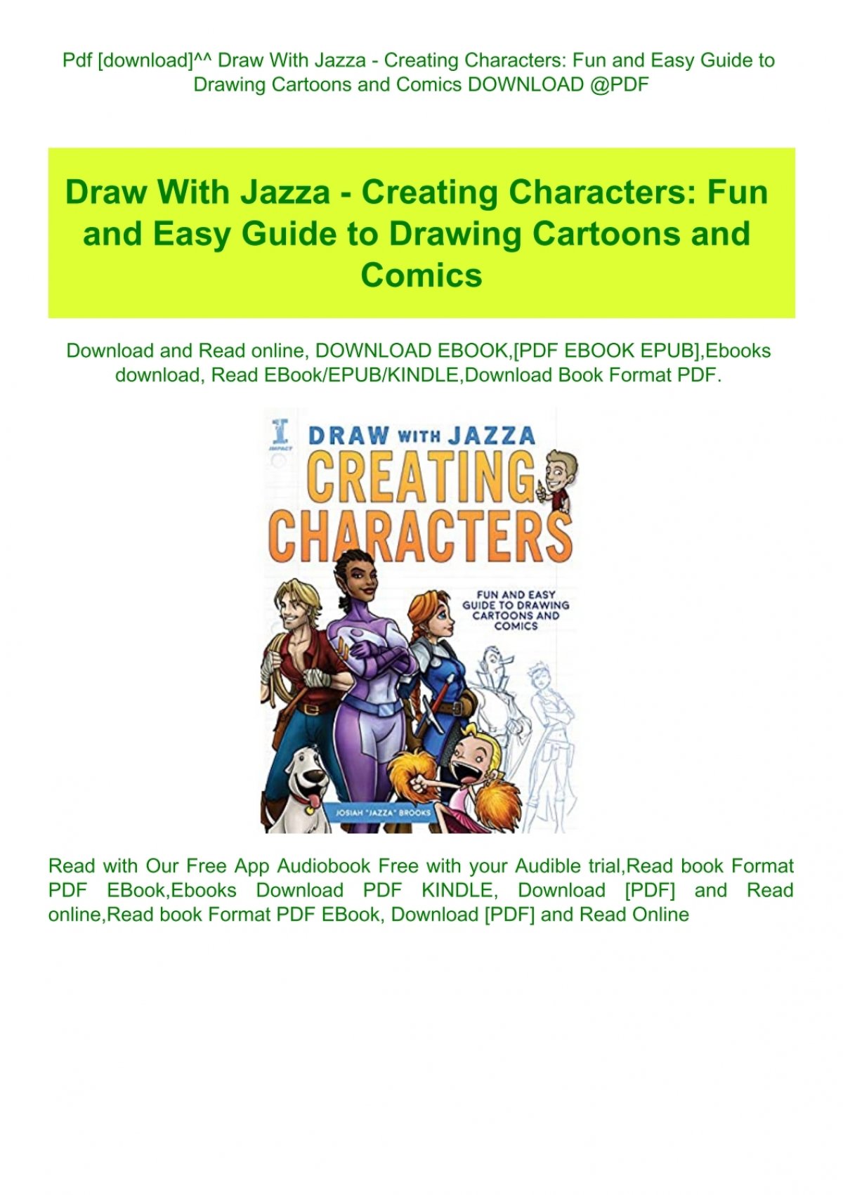 Download Pdf Download Draw With Jazza Creating Characters Fun And Easy Guide To Drawing Cartoons And Comics Download Pdf