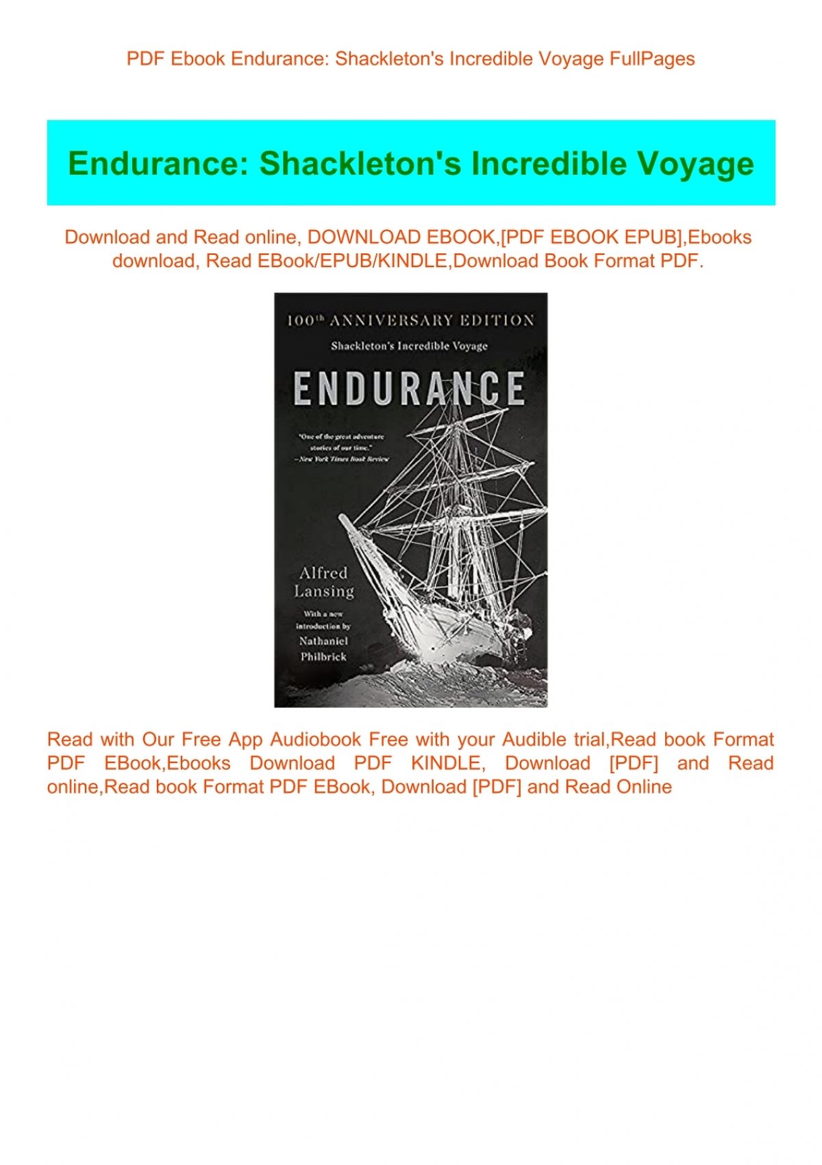 PDF Endurance Shackleton&amp;amp;#039;s Incredible Voyage FullPages