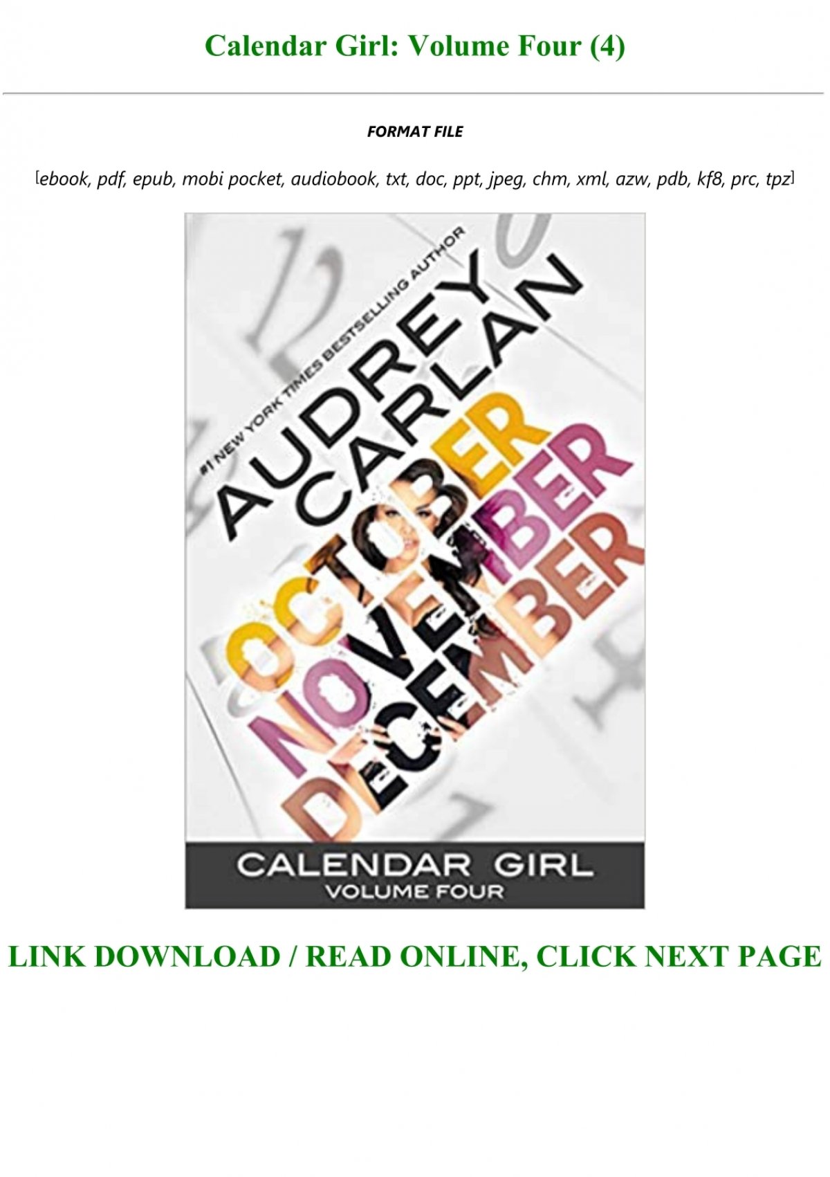 Unlimited Ebook Calendar Girl Volume Four 4 Full Books