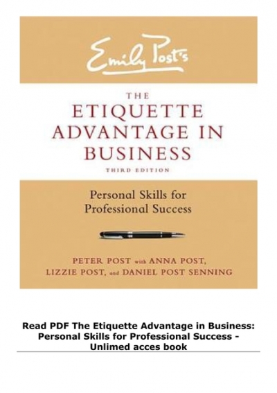 The Etiquette Advantage In Business PDF Free Download